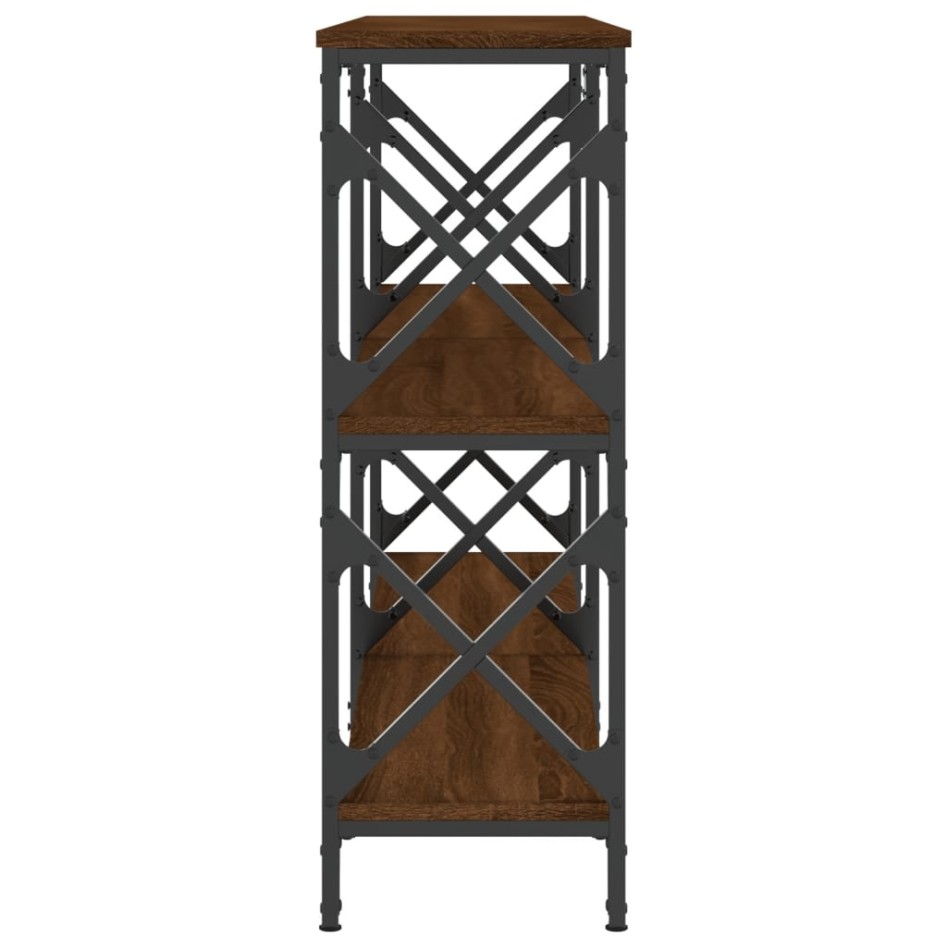 Mesa consola madera de ingeniería marrón roble 200x28x80,5