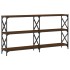 Mesa consola madera de ingeniería marrón roble 200x28x80,5