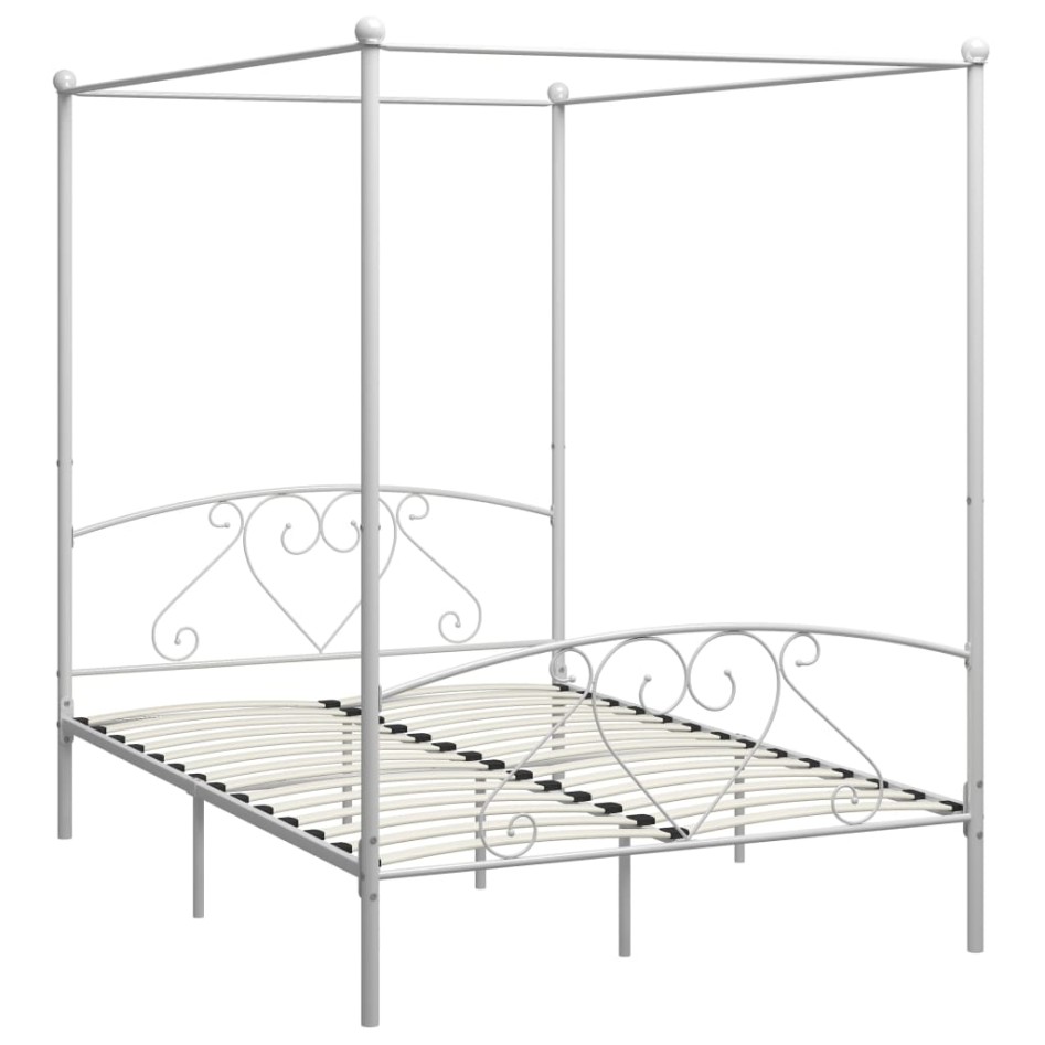 Estructura de cama con dosel metal blanco 140x200