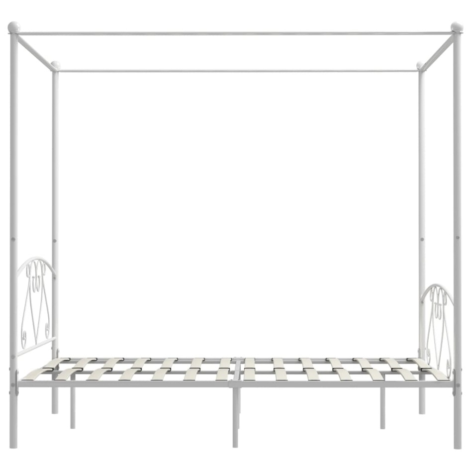 Estructura de cama con dosel metal blanco 140x200