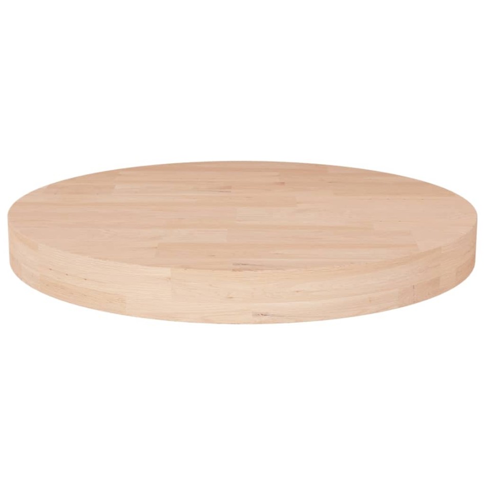Superficie de mesa redonda madera de roble sin tratar Ø50x4