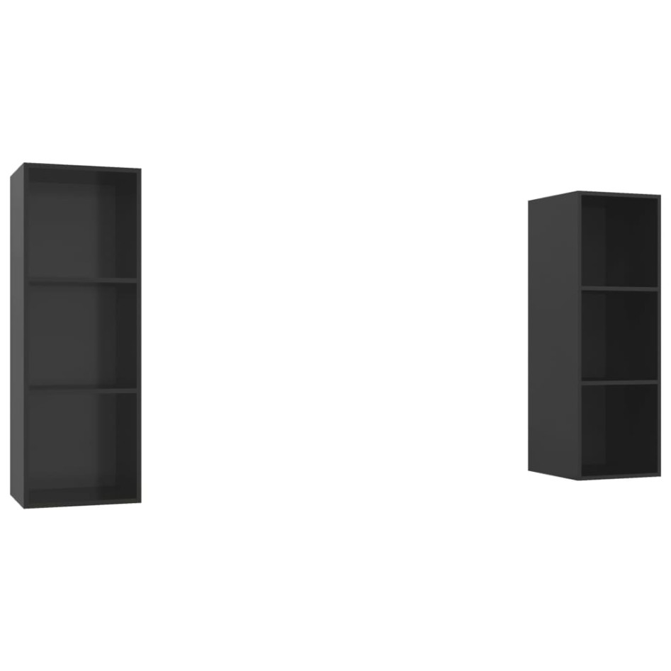 Muebles de salón de pared 2 pzas madera ingeniería negro