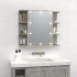 Mueble con espejo y luces LED gris hormigón 70x16,5x60