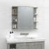 Mueble con espejo y luces LED gris hormigón 70x16,5x60