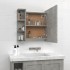Mueble con espejo y luces LED gris hormigón 70x16,5x60
