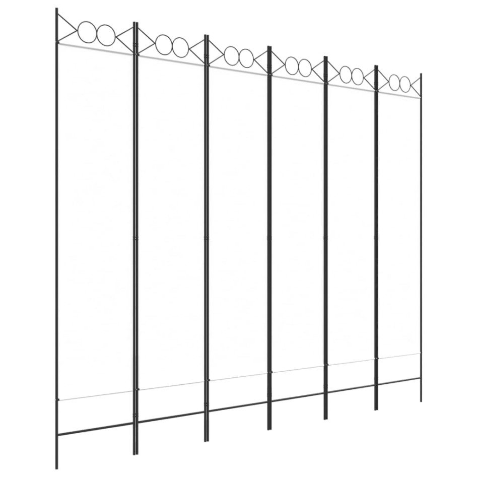 Biombo divisor de 6 paneles de tela blanco 240x200