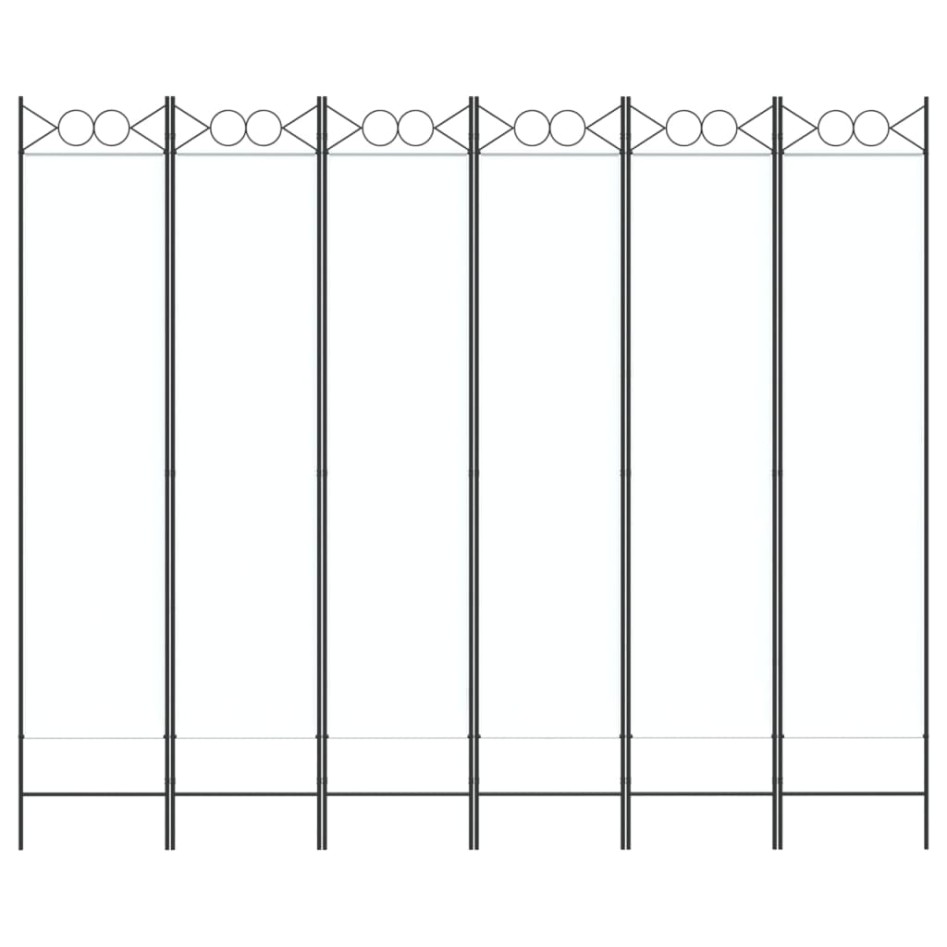 Biombo divisor de 6 paneles de tela blanco 240x200