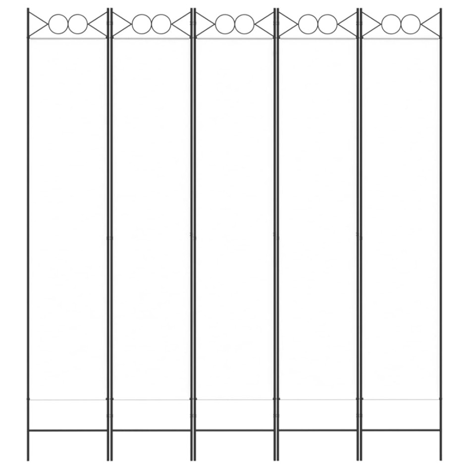 Biombo divisor de 5 paneles de tela blanco 200x220