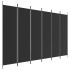 Biombo divisor de 6 paneles de tela negro 300x200