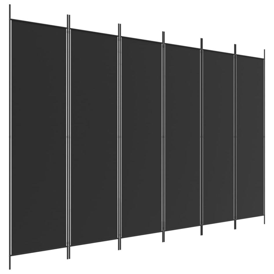 Biombo divisor de 6 paneles de tela negro 300x200