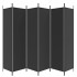 Biombo divisor de 6 paneles de tela negro 300x200