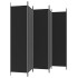 Biombo divisor de 6 paneles de tela negro 300x200