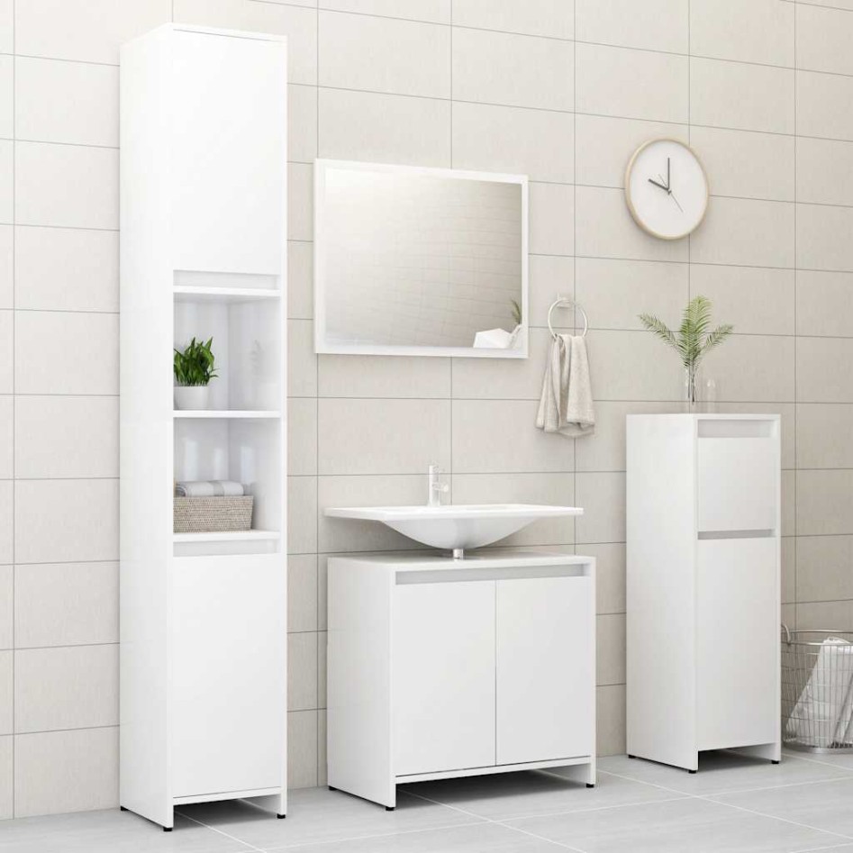 Conjunto de muebles de baño madera contrachapada blanco