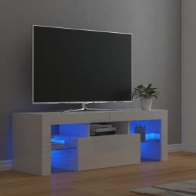Mueble de TV con luces LED blanco brillante 120x35x40