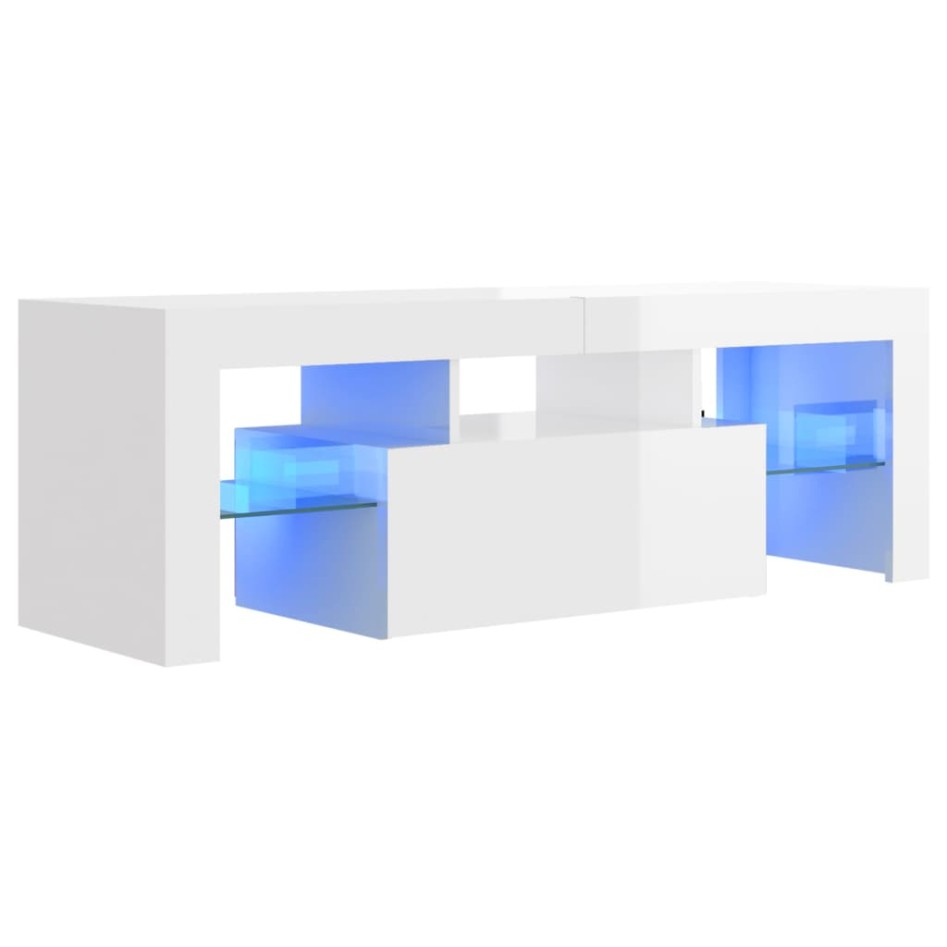 Mueble de TV con luces LED blanco brillante 120x35x40