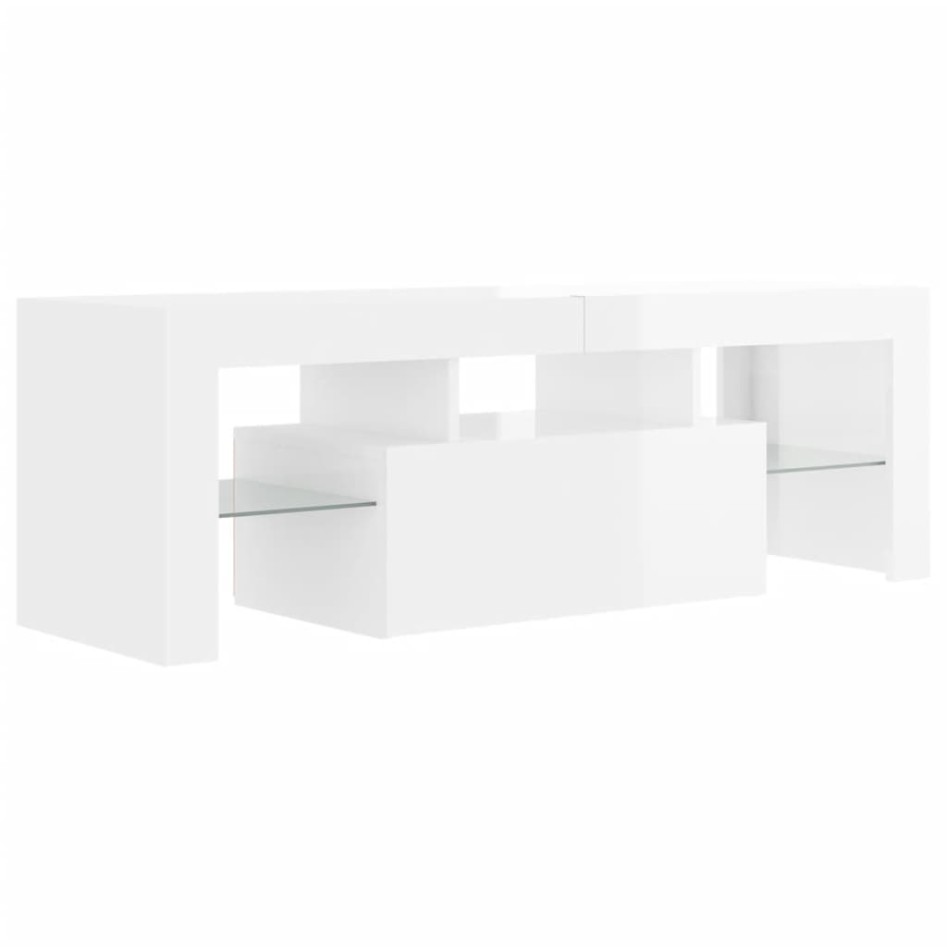 Mueble de TV con luces LED blanco brillante 120x35x40