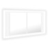 Armario espejo de baño con luz LED acrílico blanco 90x12x45