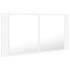 Armario espejo de baño con luz LED acrílico blanco 90x12x45