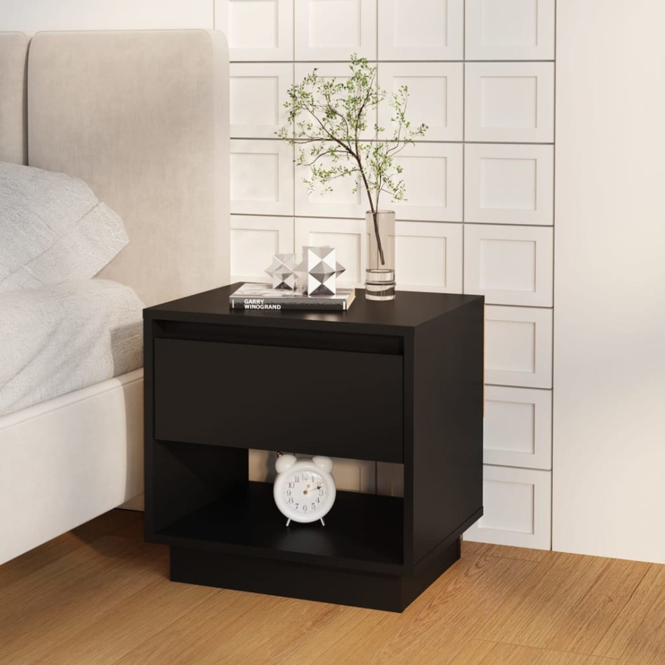 Mesitas de noche 2 uds madera contrachapada negro 45x34x44