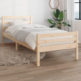 Estructura de cama sin colchón madera maciza 100x200