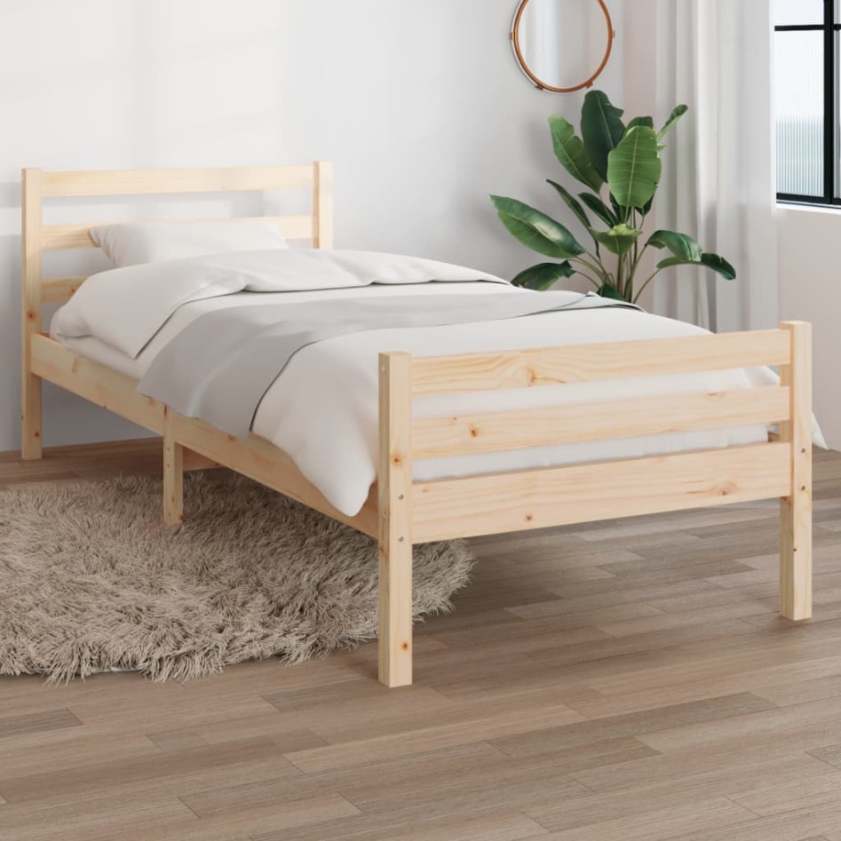 Estructura de cama sin colchón madera maciza 100x200