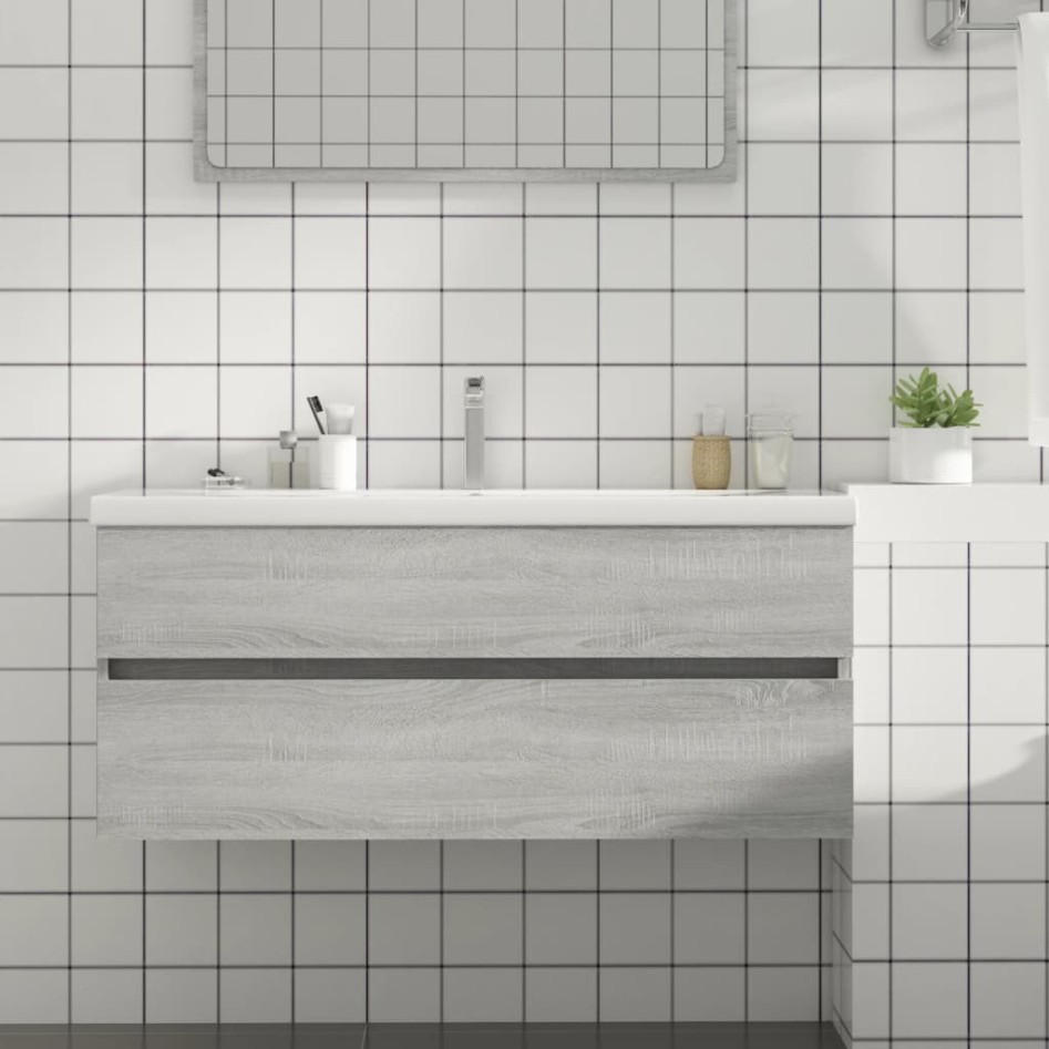 Mueble de lavabo madera de ingeniería gris Sonoma