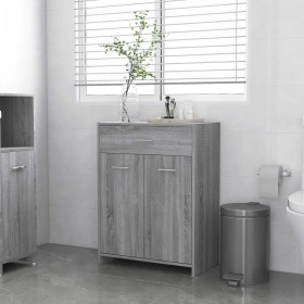Armario de baño madera contrachapada gris Sonoma 60x33x80