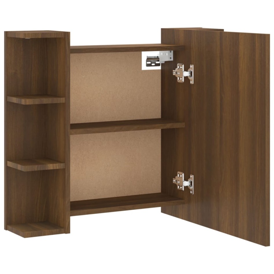 Mueble con espejo y luces LED roble marrón 70x16,5x60