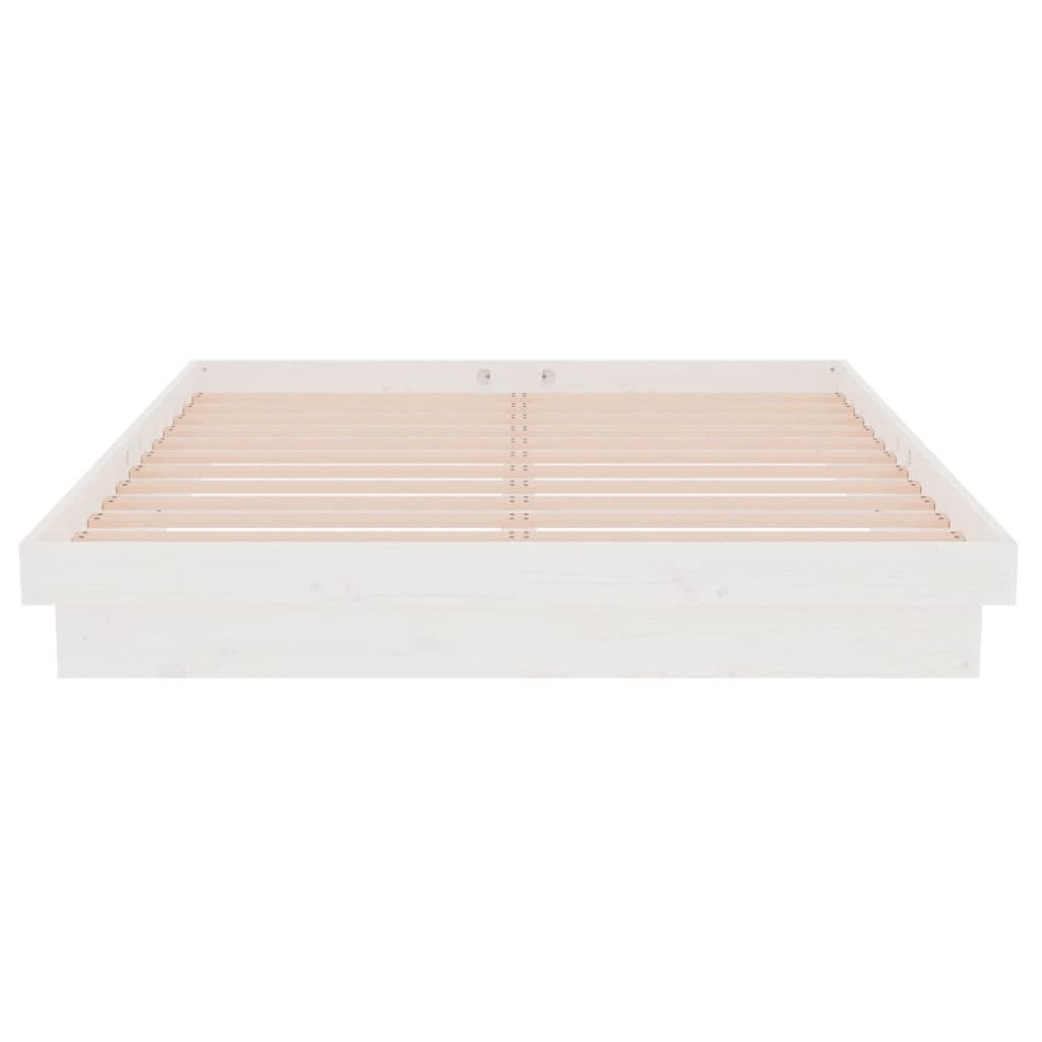 Estructura de cama de madera maciza blanca 140x190