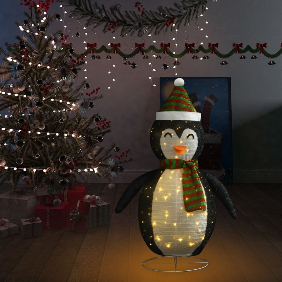 Pingüino de Navidad decorativo con LED tela lujosa 120