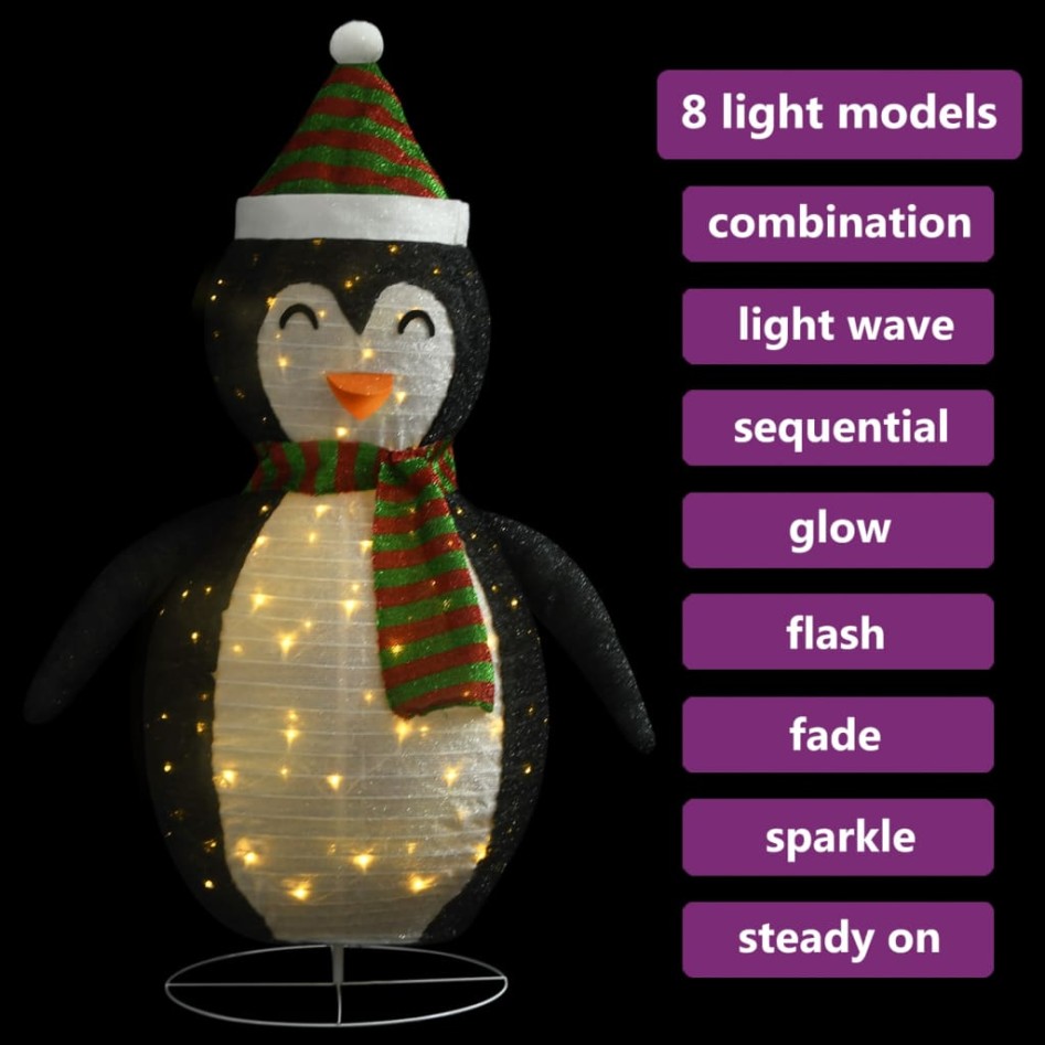 Pingüino de Navidad decorativo con LED tela lujosa 120