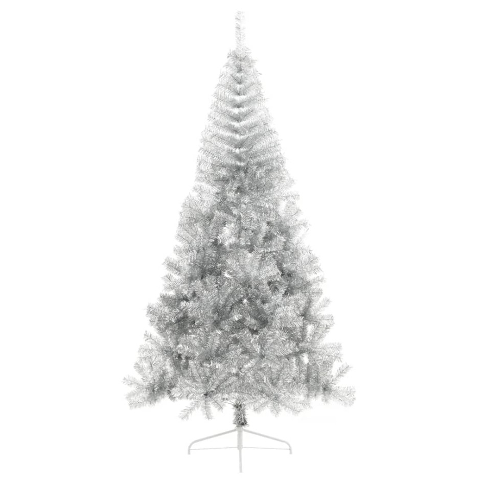 Medio árbol de Navidad artificial con soporte PET plata 240