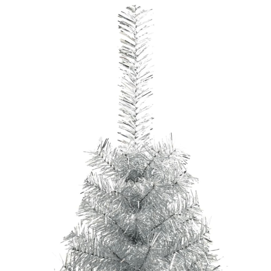 Medio árbol de Navidad artificial con soporte PET plata 240
