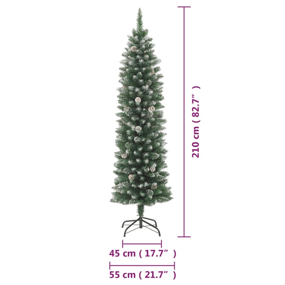 Árbol de Navidad artificial estrecho con soporte PVC 210