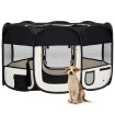 Parque de perros plegable y bolsa transporte negro 145x145x61cm