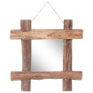 Espejo de troncos de madera reciclada de teca natural 50x50 cm
