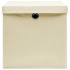 Cajas de almacenaje con tapas 10 uds tela crema 32x32x32
