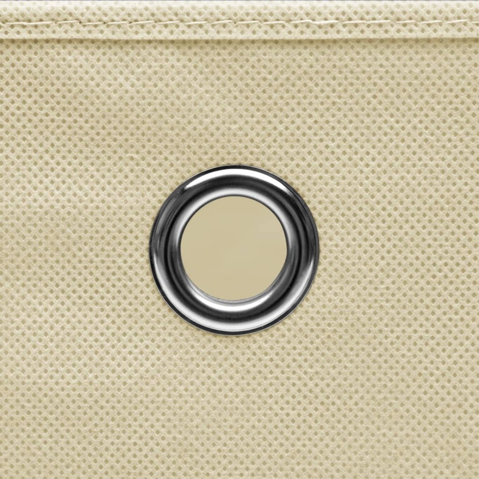 Cajas de almacenaje con tapas 10 uds tela crema 32x32x32