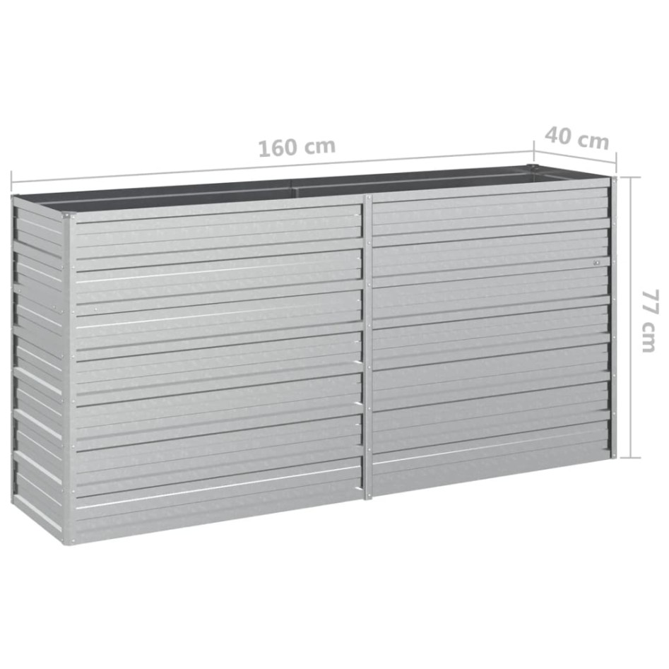 Arriate de acero galvanizado plateado 160x40x77