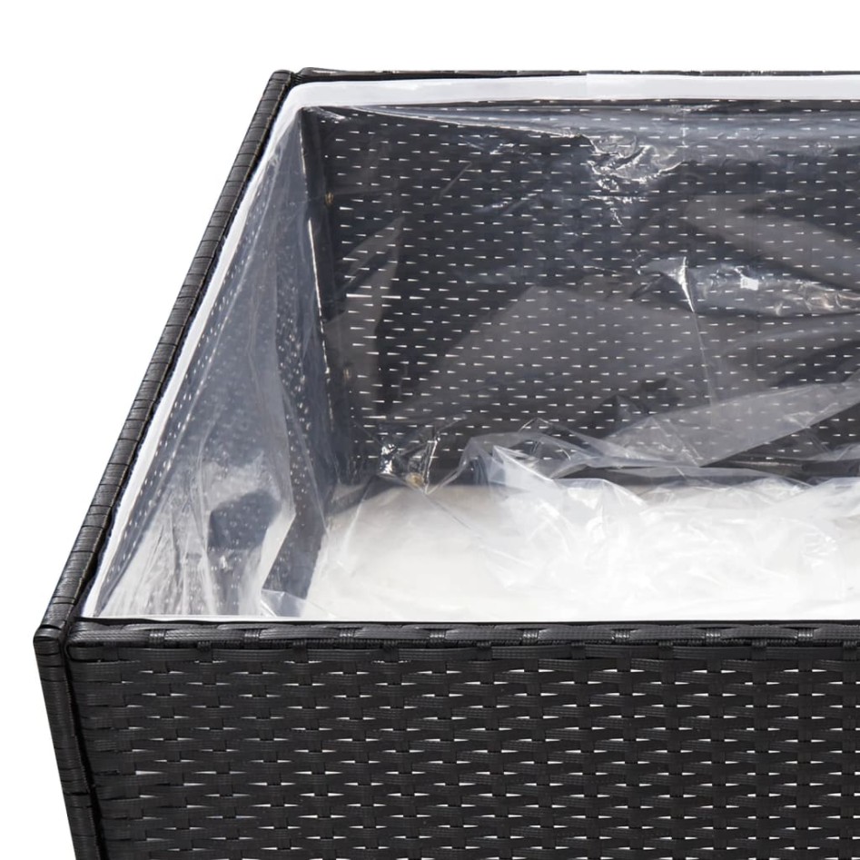 Jardinera ratán sintético negra 80x80x40