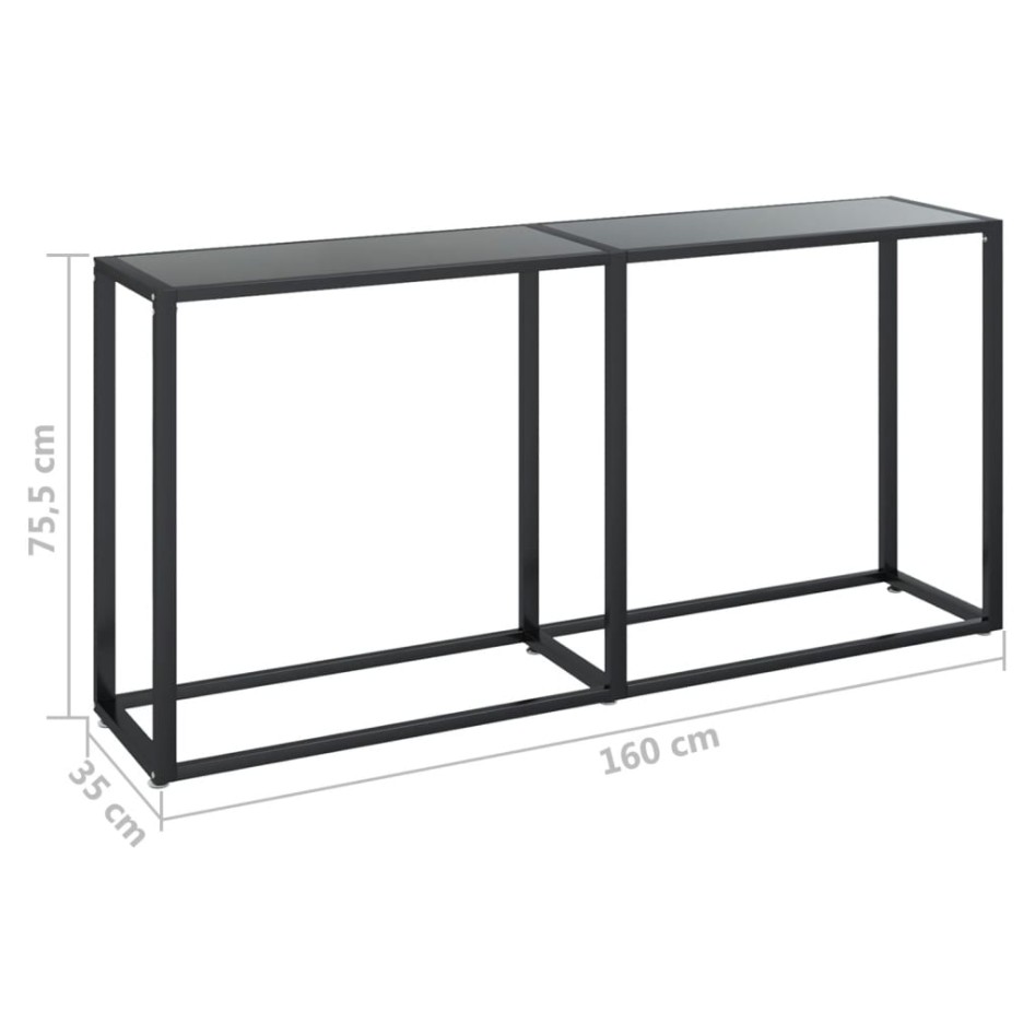 Mesa consola vidrio templado negro 160x35x75,5