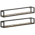 Estantes de pared 2 uds madera maciza mango hierro 110x17x17