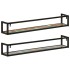 Estantes de pared 2 uds madera maciza mango hierro 110x17x17