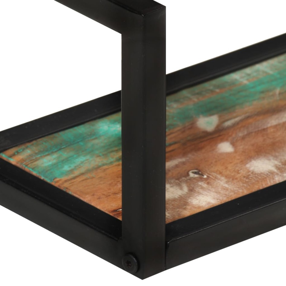 Estantes de pared 2 uds madera maciza mango hierro 110x17x17