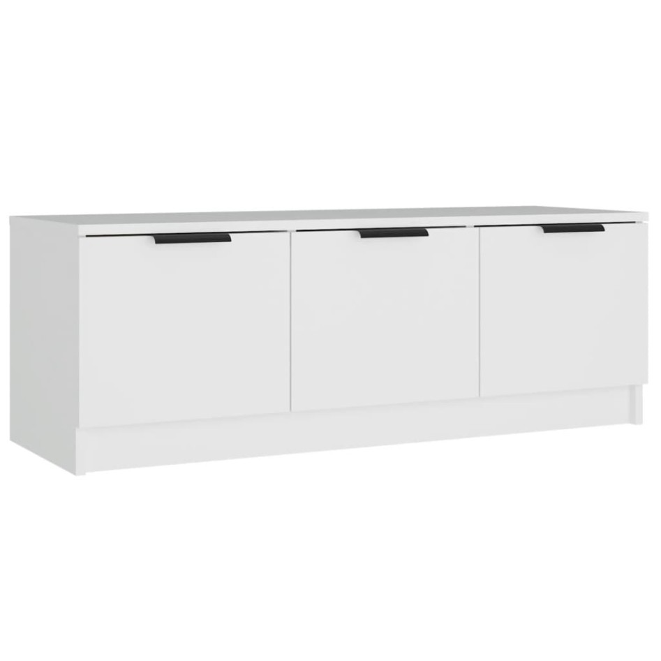 Mueble de TV madera contrachapada blanco 102x35x36,5