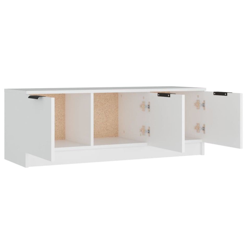 Mueble de TV madera contrachapada blanco 102x35x36,5