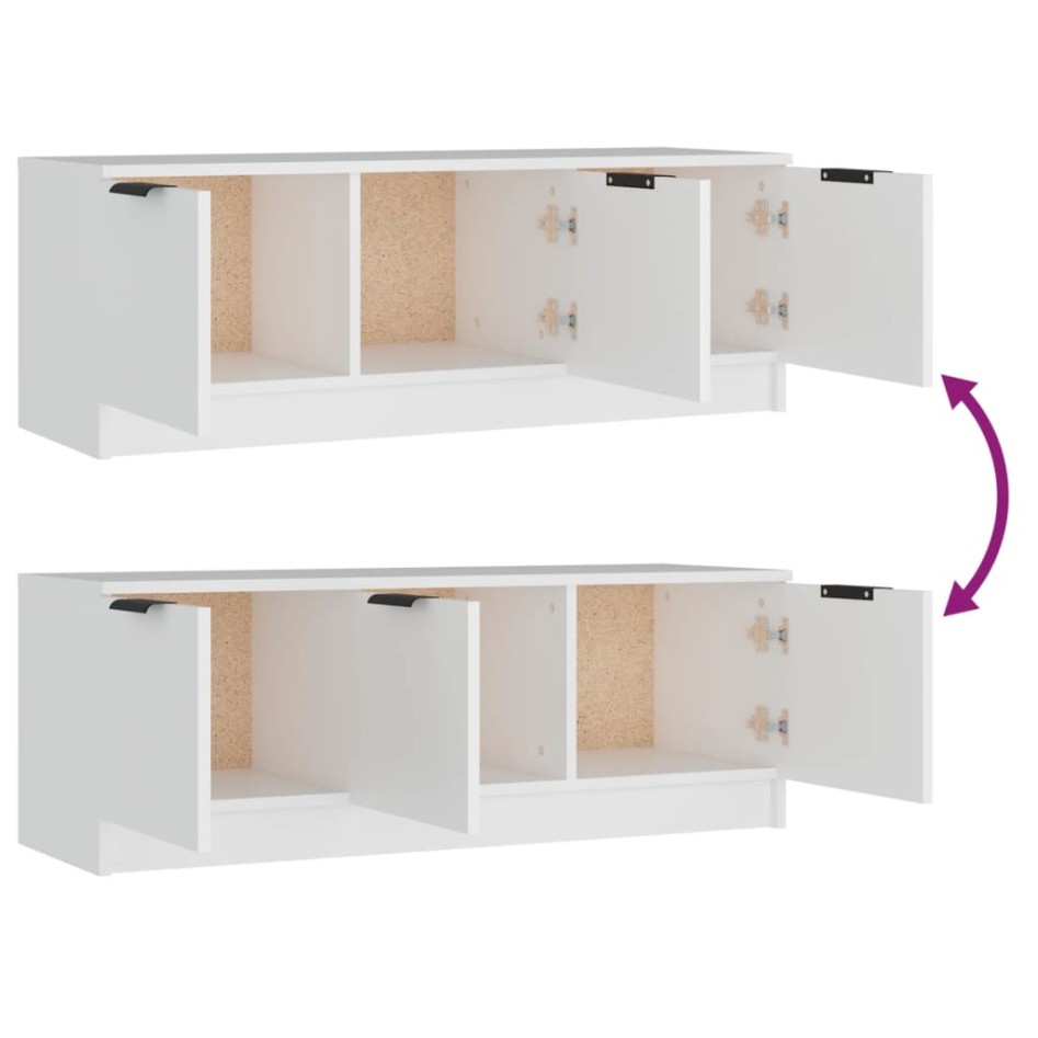 Mueble de TV madera contrachapada blanco 102x35x36,5