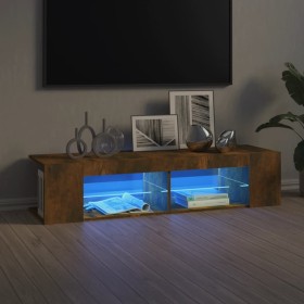 Mueble de TV con luces LED roble ahumado 135x39x30