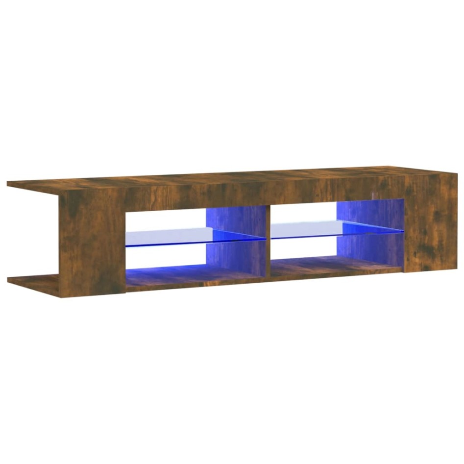 Mueble de TV con luces LED roble ahumado 135x39x30
