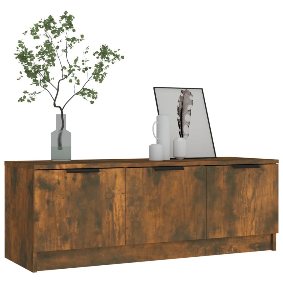 Mueble de TV madera contrachapada roble ahumado 102x35x36,5